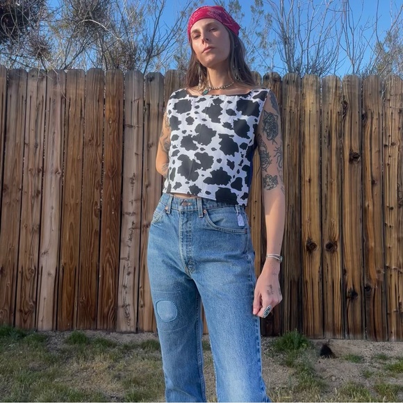 Vintage Deadstock handmade cow print top - Picture 3 of 12